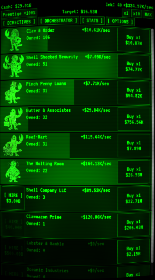 Screenshot of Crustacean Tycoon